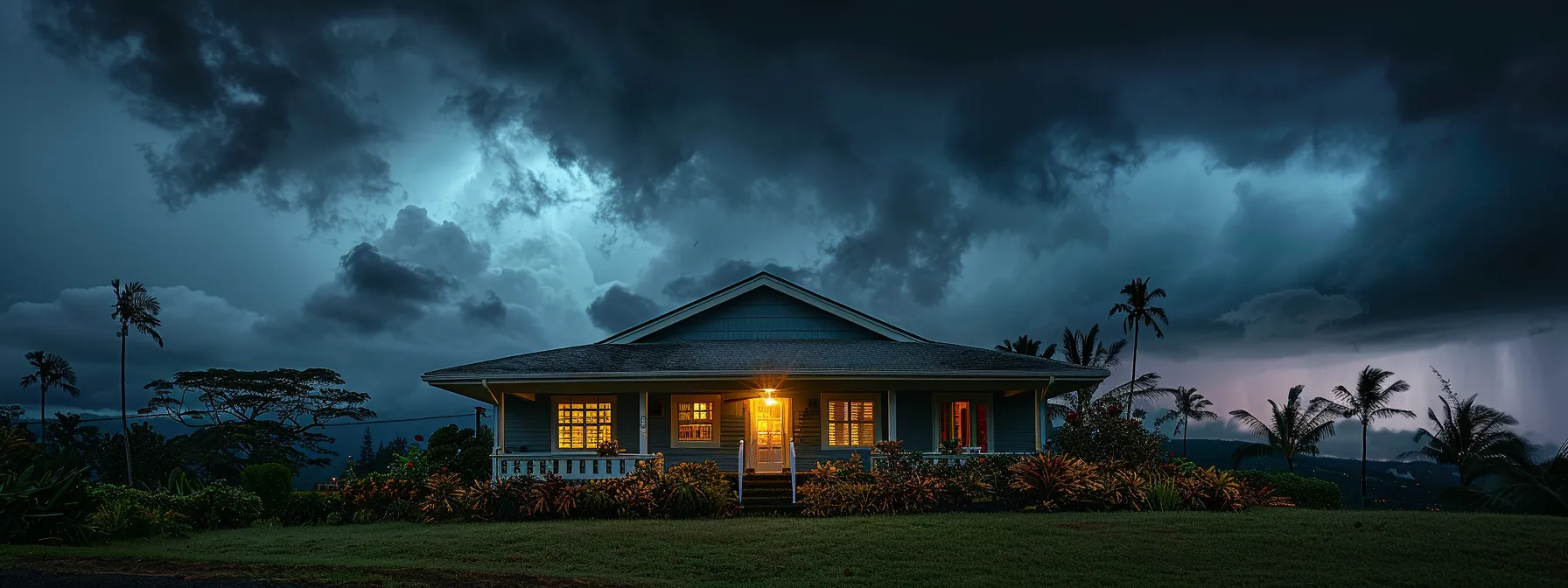 a serene hilo home with hurricane shutters tightly closed, protecting against the impending storm.