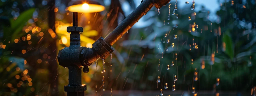 a sturdy backflow preventer in place, shielding outdoor fixtures from the fierce winds of a tropical storm.